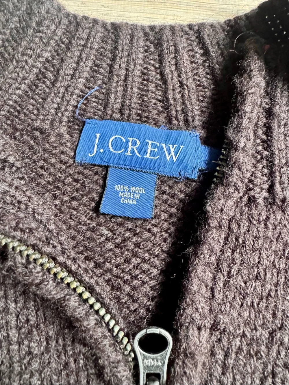Vintage J Crew Nordic Half-Zip Wool Sweater in Brown and Cream